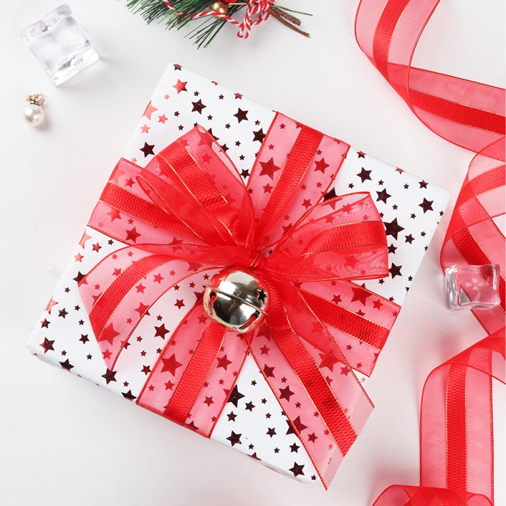 Ribbons For Gift Wrapping Ribbon For Fabric Satin Ribbons Wstążka Kwiaty Ślubne Dekoracyjne Wstążki Prezent Prezent Pakowanie Wstążki Gaza Ciasto Ogrodzenie Ze Złotą Wstążką-Queen Red (Szerokość 3,8 C