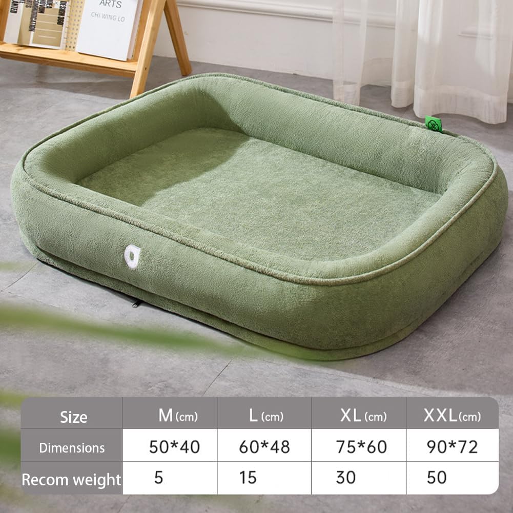 JIUSILIFE Dog Beds for Large Small Dogs, Pet Bed for Large Dogs-Large Waterproof Sofa Dog Bed with Removable Washable Cover, Non-Slip Bottom Extra, Big Pet Couch Bed with Sides, Light Green,XXL