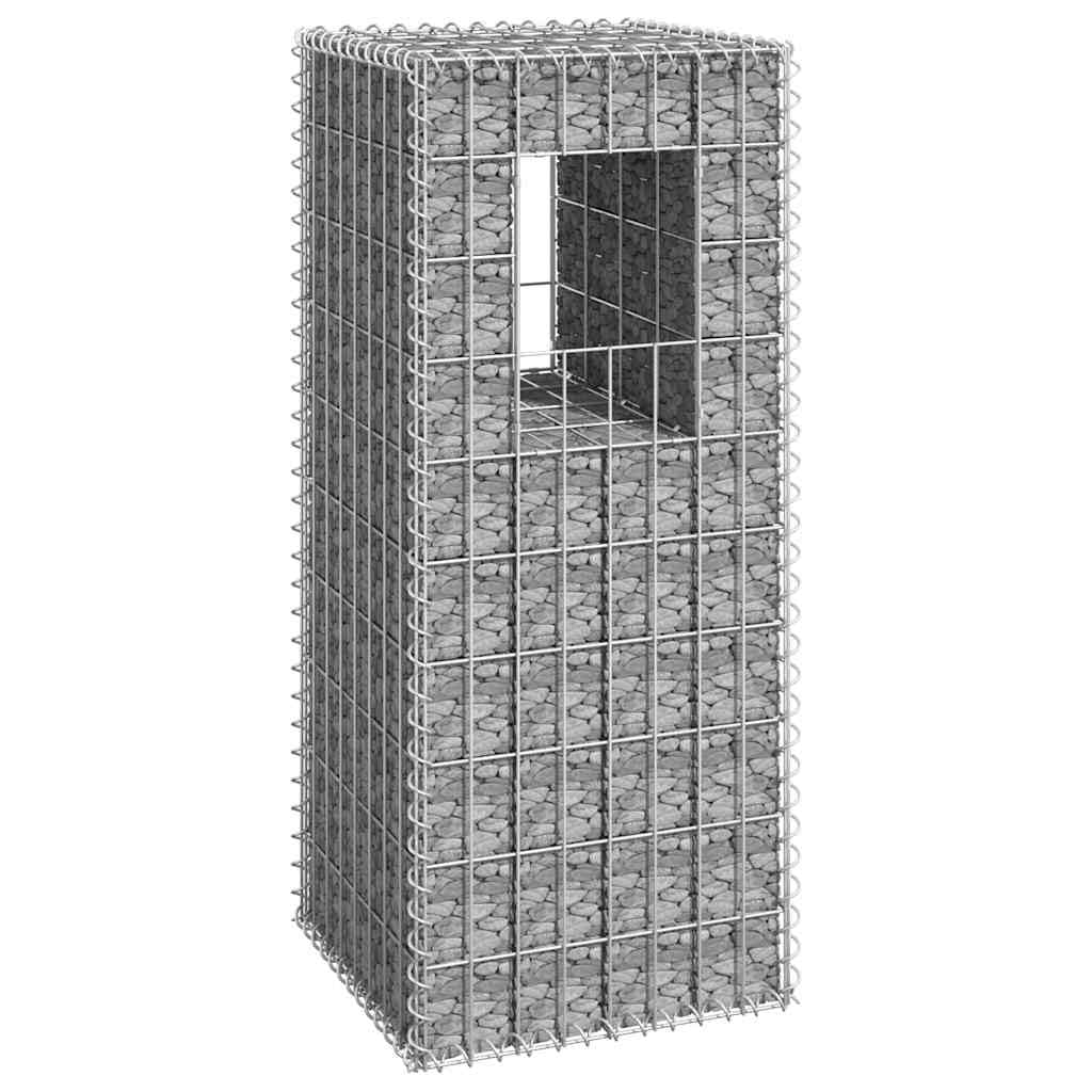 Columna de gavión de hierro 40 x 40 x 100 cm con malla estable, alambre galvanizado, tapa y cubierta de suelo, ideal para jardín, terraza, construcción de vallas y limitación de parcelas