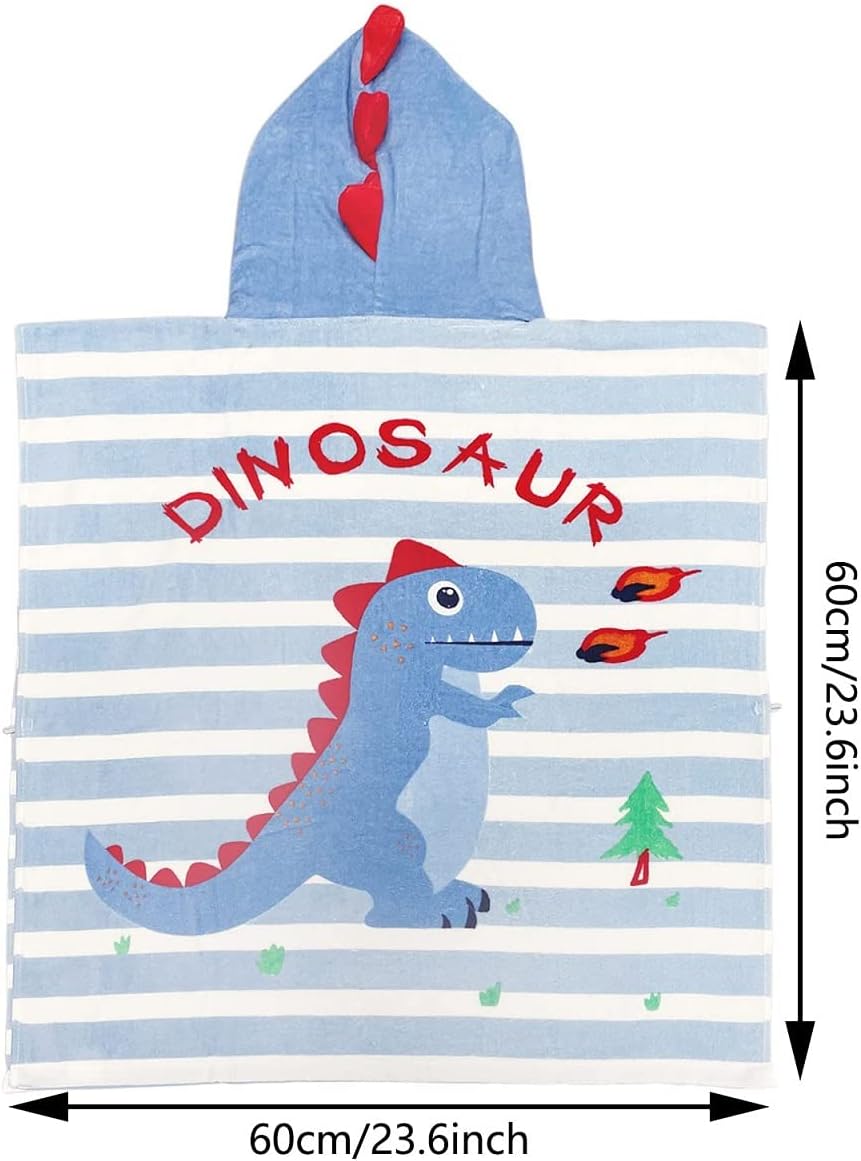 Kids Hooded Beach Towel Poncho Children Bath Towel Wrap Cotton Animal Pattern Toddler Swimming Pool Shower Towel for Boys Girls - Image 4