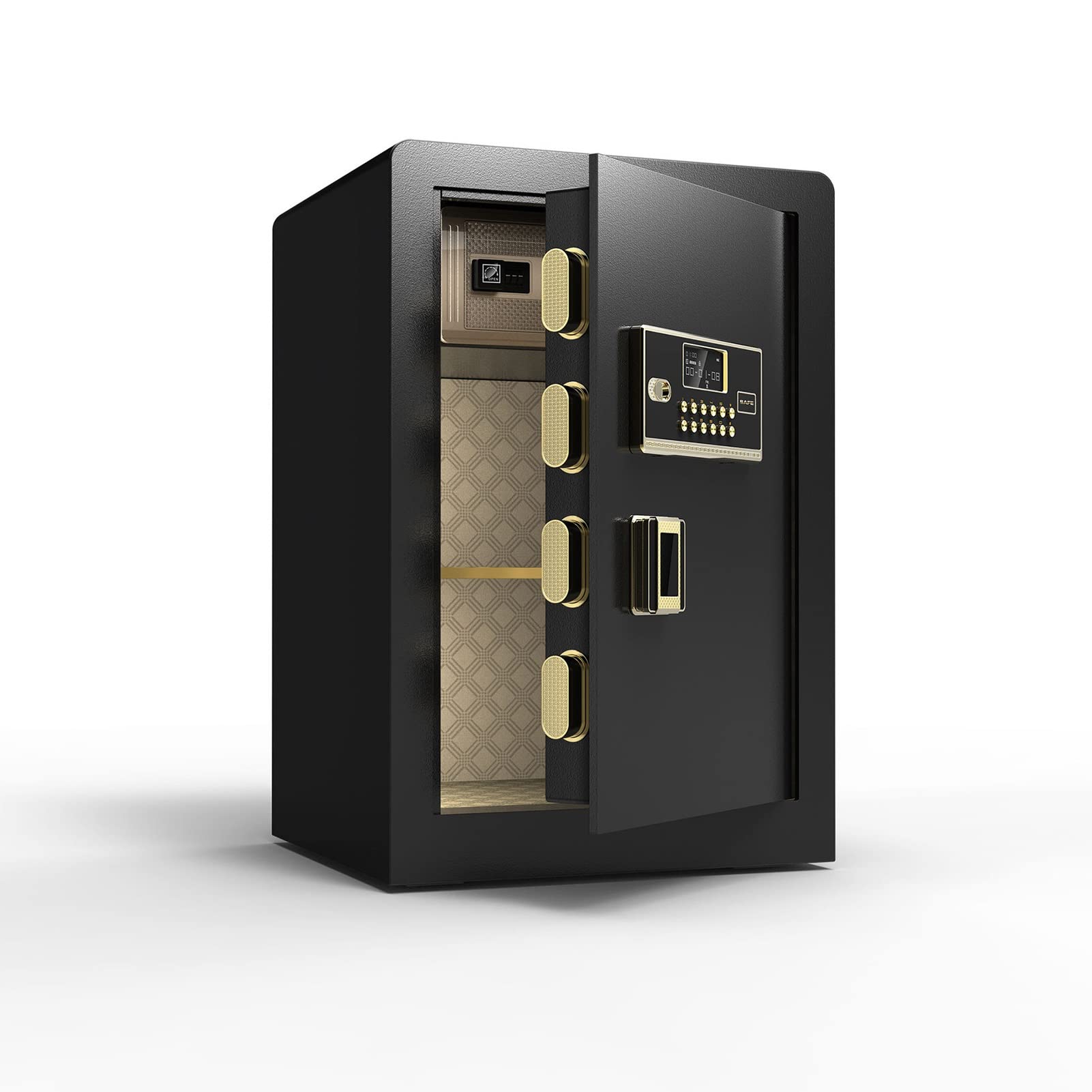 Cassetta di sicurezza con design di impronte digitali, cassaforte digitale-elettronica di grandi dimensioni, cassaforte con blocco tastiera, per gioielli per la casa, denaro, ufficio commerciale