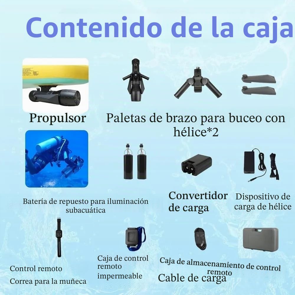 Camolech Scooter subacuático de doble batería sin escobillas con control remoto, máximo 3 m/s, Aqua Scooter 900 W, motor eléctrico para tablas de surf, SUP y kayaks