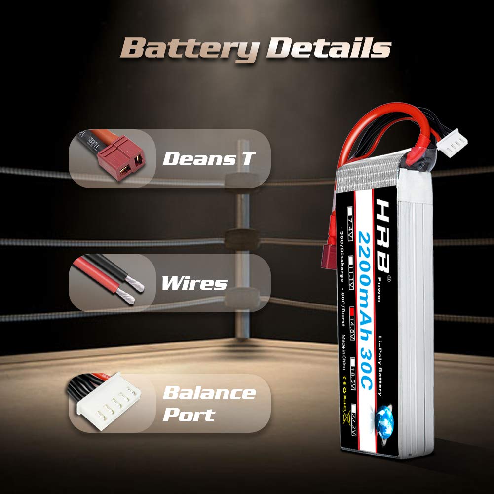 HRB Lipo Akku Pack 2200mAh 14.8V 30C 4S für RC Hubschrauber RC Flugzeug RC Hobby RC Helikopter Quadrocopter (2packs)