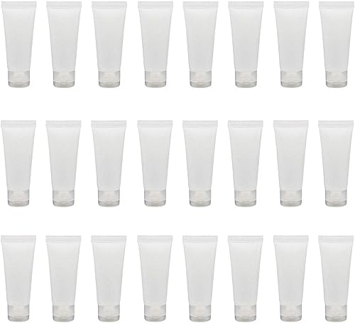 Miniatura 5 de QUUPY 24 botellas vacías rellenables de plástico para apretar, botellas de tubo suave cosmético con tapa abatible, muestra de viaje, embalaje de