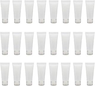 QUUPY 24Pcs (50ml/1.7oz) Clear Refillable Hose Flip Type Split Bottling Empty Toiletry Makeup Packing Containers Portable Travel Soft Tube Squeeze Bottle for Shampoo Facial Cleanser Body Lotion Hand Cream