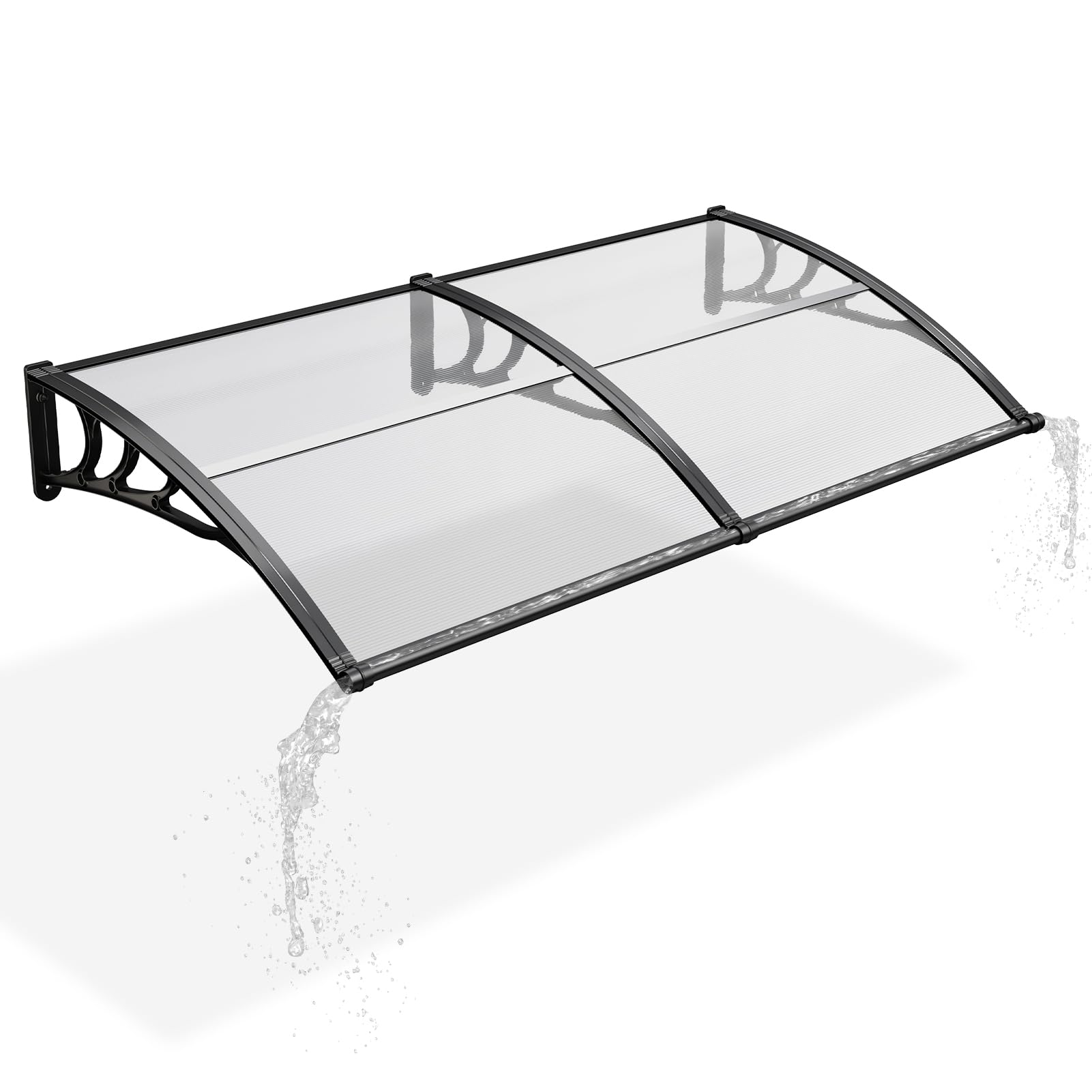 Warmiehomy Door Canopy with Gutters, Clear, 200x100 cm