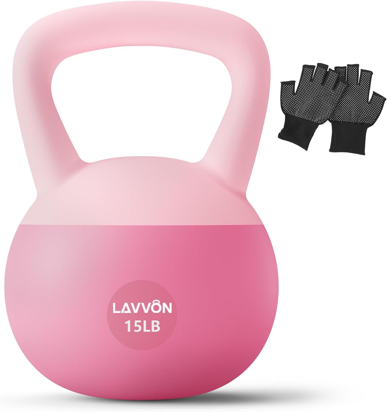 Soft Kettlebell - Cushioned Impact-Resistant Base and Anti-Slip, Kettle bell Anti-Slip Grip Weight for Home Workouts, Safe Strength Training Kettlebells Sets for Women & Men, With Non-slip Gloves Pink 15 LB