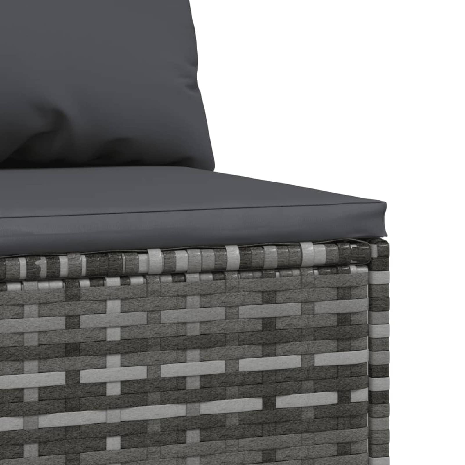 Homgoday Środkowa sofa ogrodowa z poduszkami z szarego polirattanu, rozkładana sofa, salon sofa nowoczesna sofa, meble do wnętrz/na zewnątrz