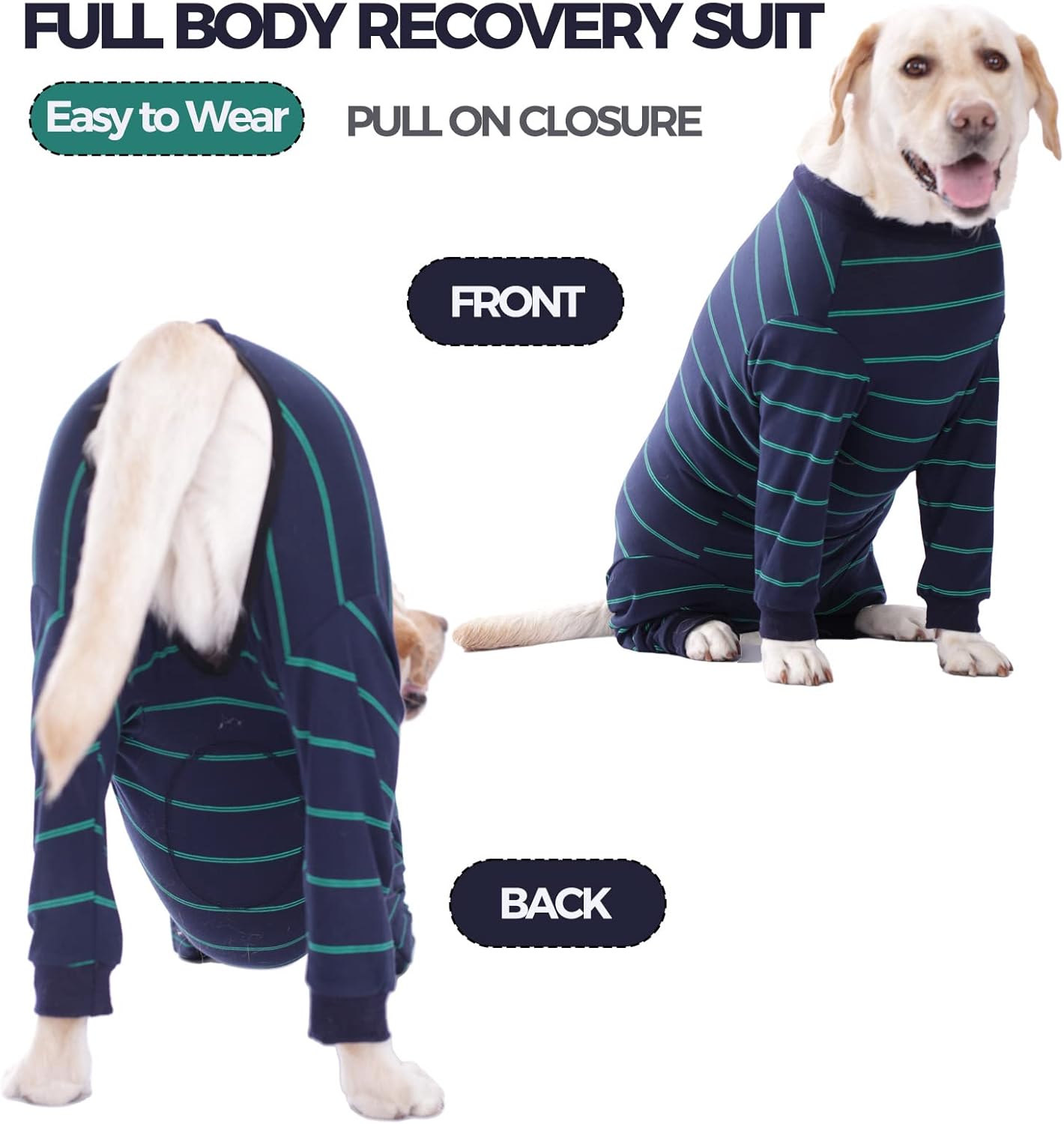 Dog Recovery Suit, Large Medium Pet Onesie Bodysuit for Shedding, Prevent Licking, Wound Protection, Cone Alternative, Dog Shirt Pajamas (Blue, XXX-Large)