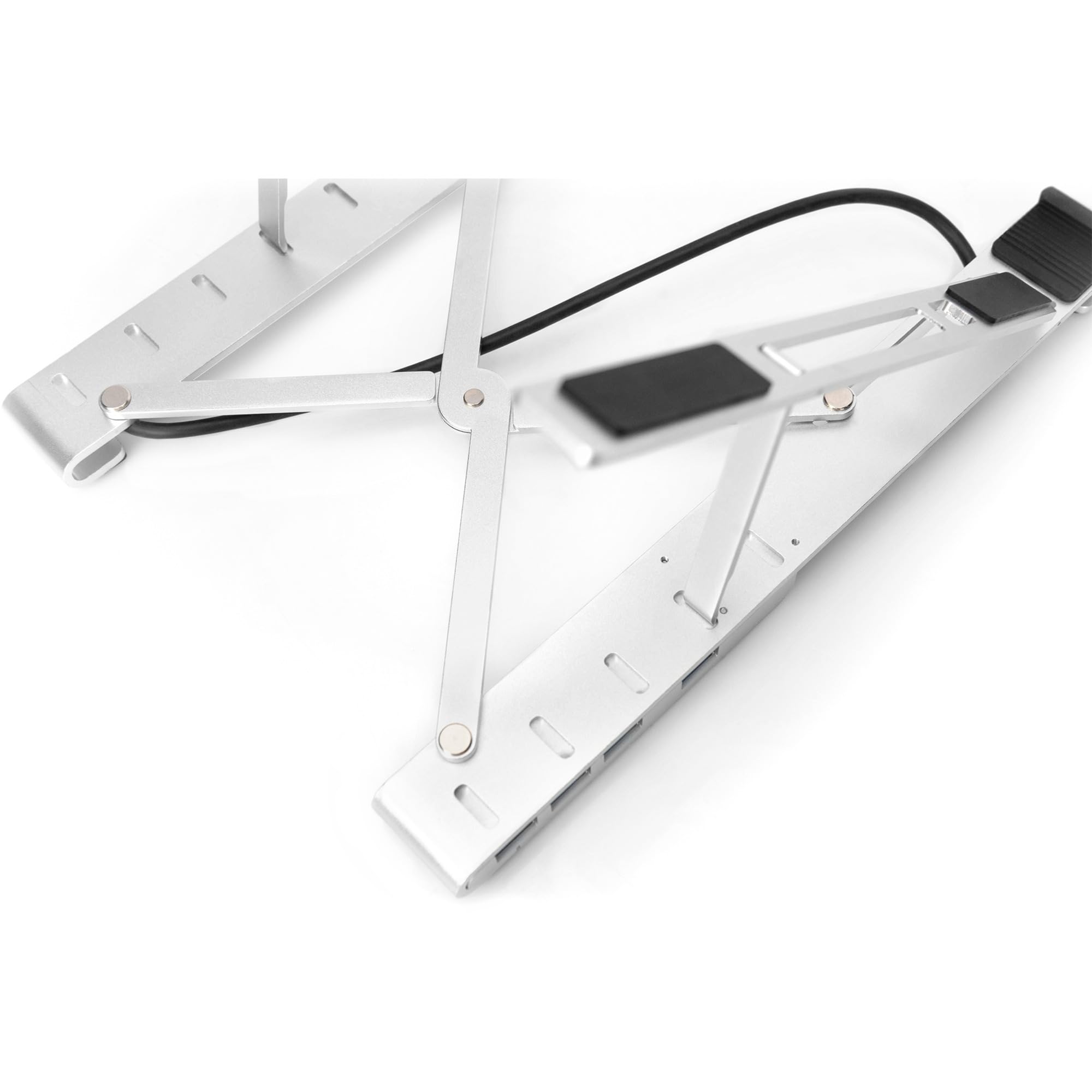 DIGITUS supporto per notebook con hub USB-C integrato - per laptop da 10-17" - angolo di inclinazione regolabile - 4x porte USB-A 3.2 Gen1-1x porta USB-C 3.2 Gen1-5 Gbit/s - Power Delivery 3.0