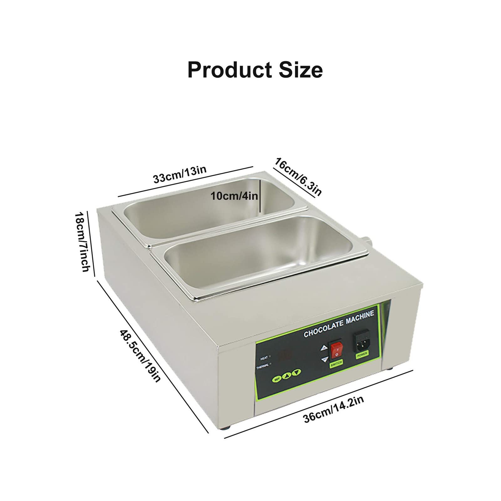 JINTAOMA Chocolate Melting Machine, Commercial Chocolate Tempering Machine, Electric Chocolate Tempering Machine,Chocolate Heater Liquid Warmer Melting Pot 0-90?,2grid