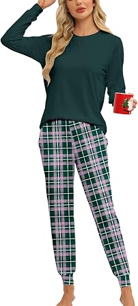 KFUBUO Womens Pajama Sets Long Sleeve Sleepwear and Jogger 2 Piece Lounge Set