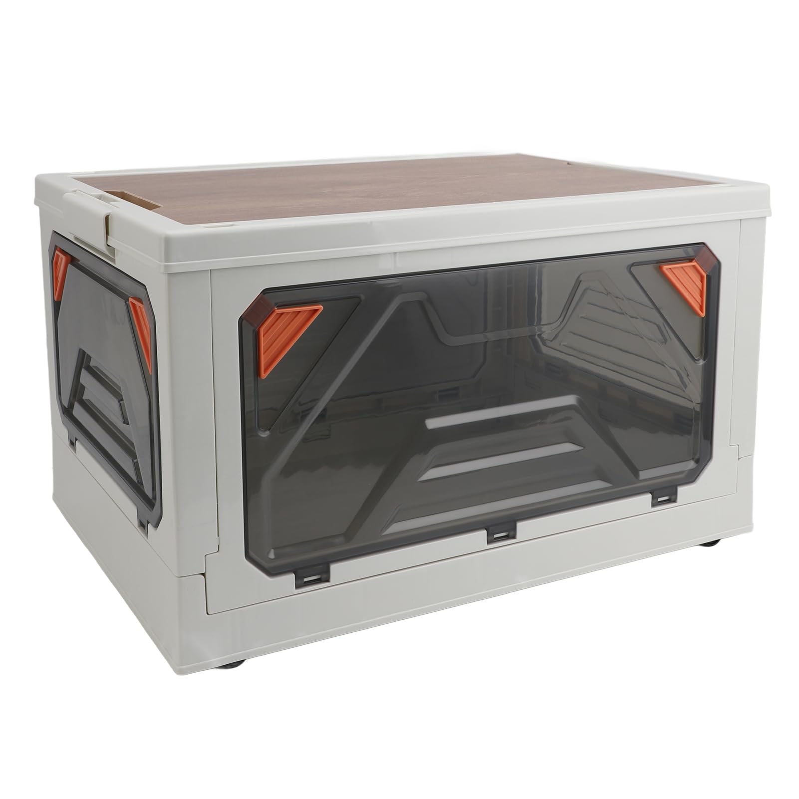 52L Faltbare Aufbewahrungsbehälter mit Deckel und Rädern, Stapelbare Plastik -Aufbewahrungsbox für Camping -Outdoor -Reise -Heimorganisation, PP+MDF -Material