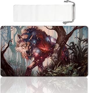 LIUYANZE Board Game TCG Playmat Table Mats Games Size 60X35 cm Play Mats Compatible for MTG RPG CCG Trading Card Game Mousepad (Nyxborn-Wolf)