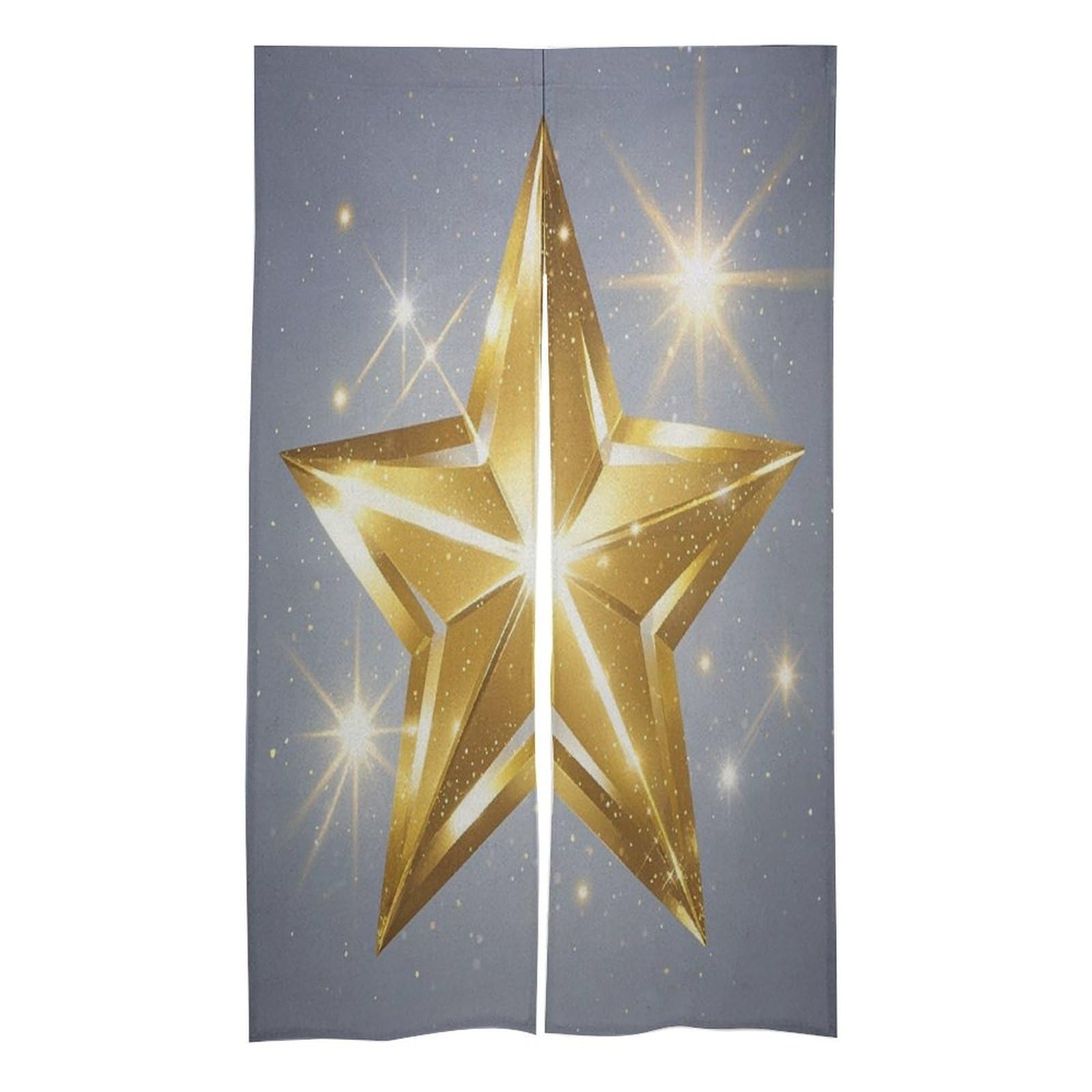FekiLoot Gold Star Door Curtain Splice Japanese Style Theme Blackout Doors Cover Hemp Door Tapestry Temperature Protection Barrier Doors Screen for Various Rooms 17W X 57L Inch