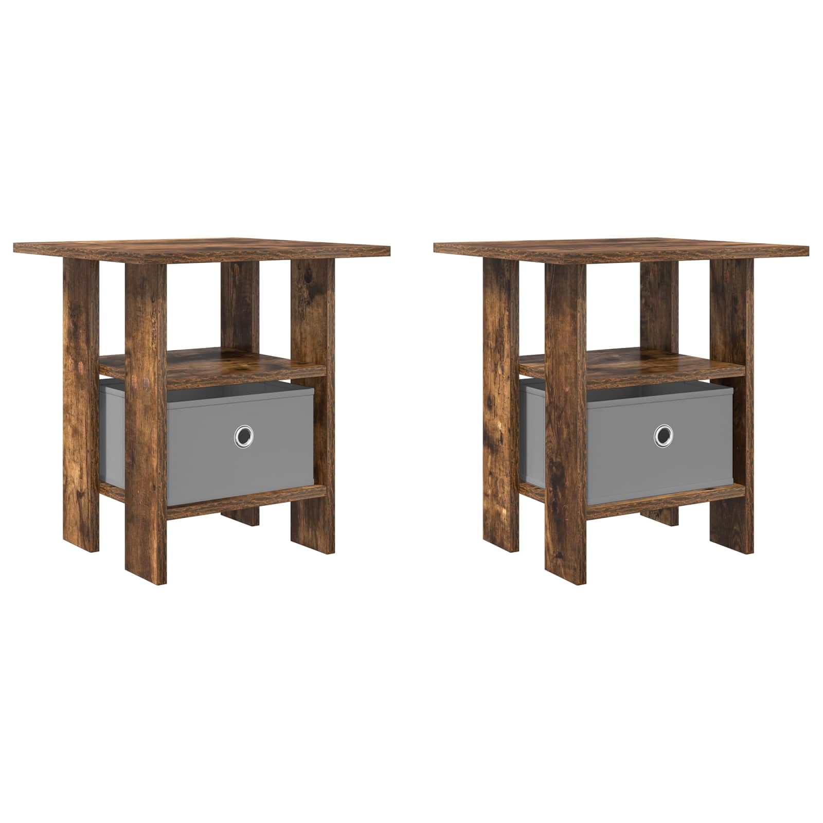 Table de chevet en chêne fumé pour chambre moderne étagère murale de nuit lot de 2