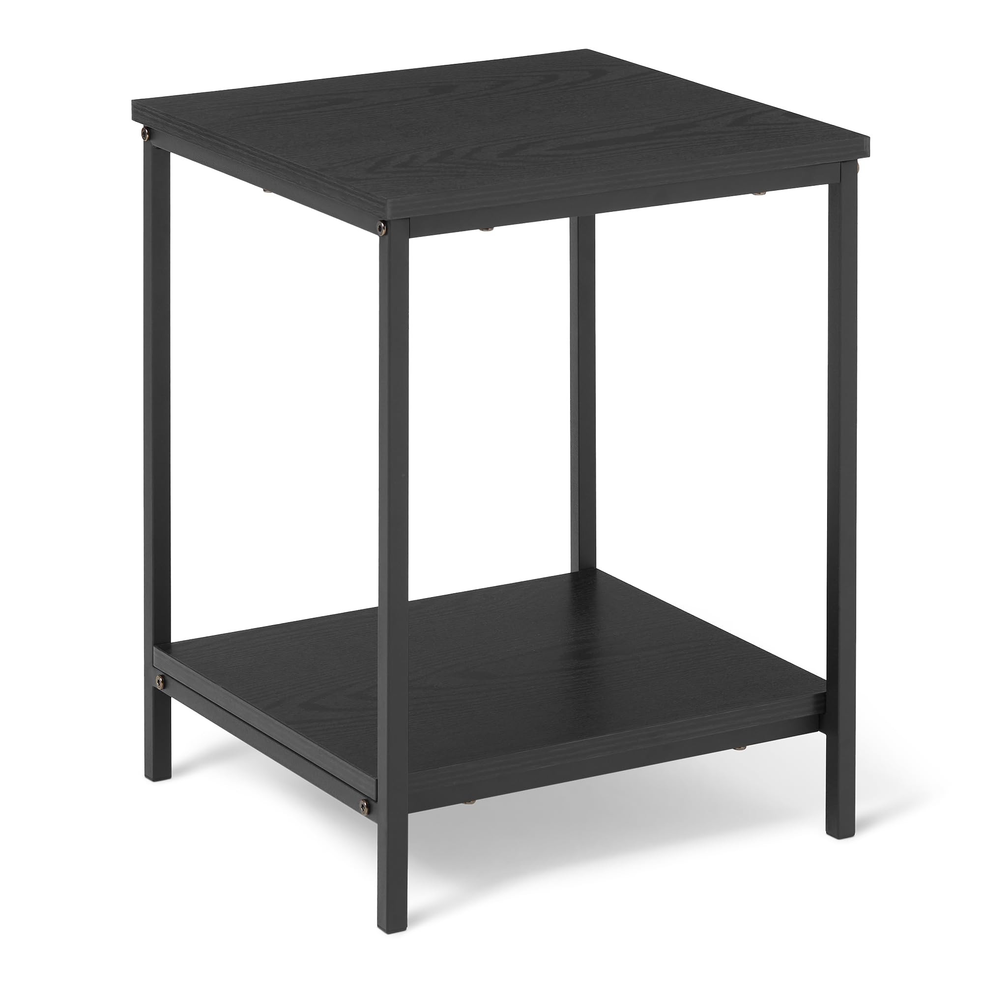 Amazon Basics Side Table with Bottom Shelf, Square, Bedroom Nightstand, Living Room End Table with Steel Frame, Easy Assembly, 40 x 40 x 51 cm, Black โ image 1