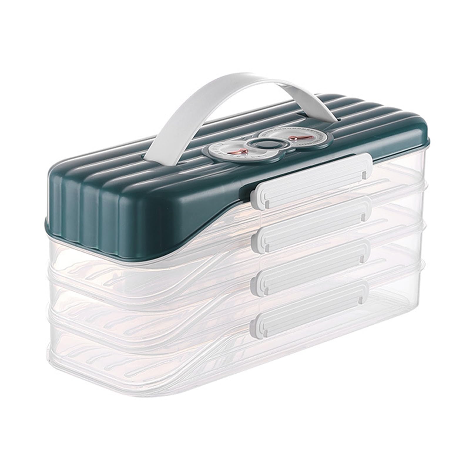 Carotoe Qinghai Blue 4Th Flo Stackable Clear Dumpling Organizers With Date Timer Portable Accessory For Freezer Use And Kitchen Storage Solution Household Freezer Organizers