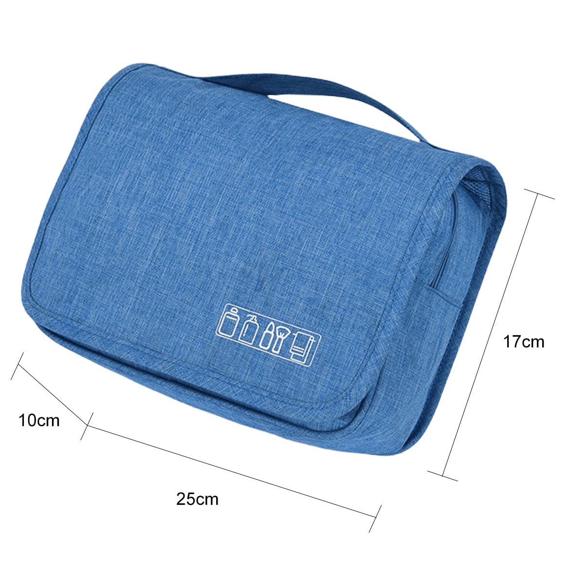 FAVORTALK Blue Hanging Toiletry Bag Wash Bag Women Travel Toilet Bags for Men and Women Travel Washbag for Makeup Toiletries and Cosmetics 9.8x3.9x6.7 Inch - XSB12010 — view 2