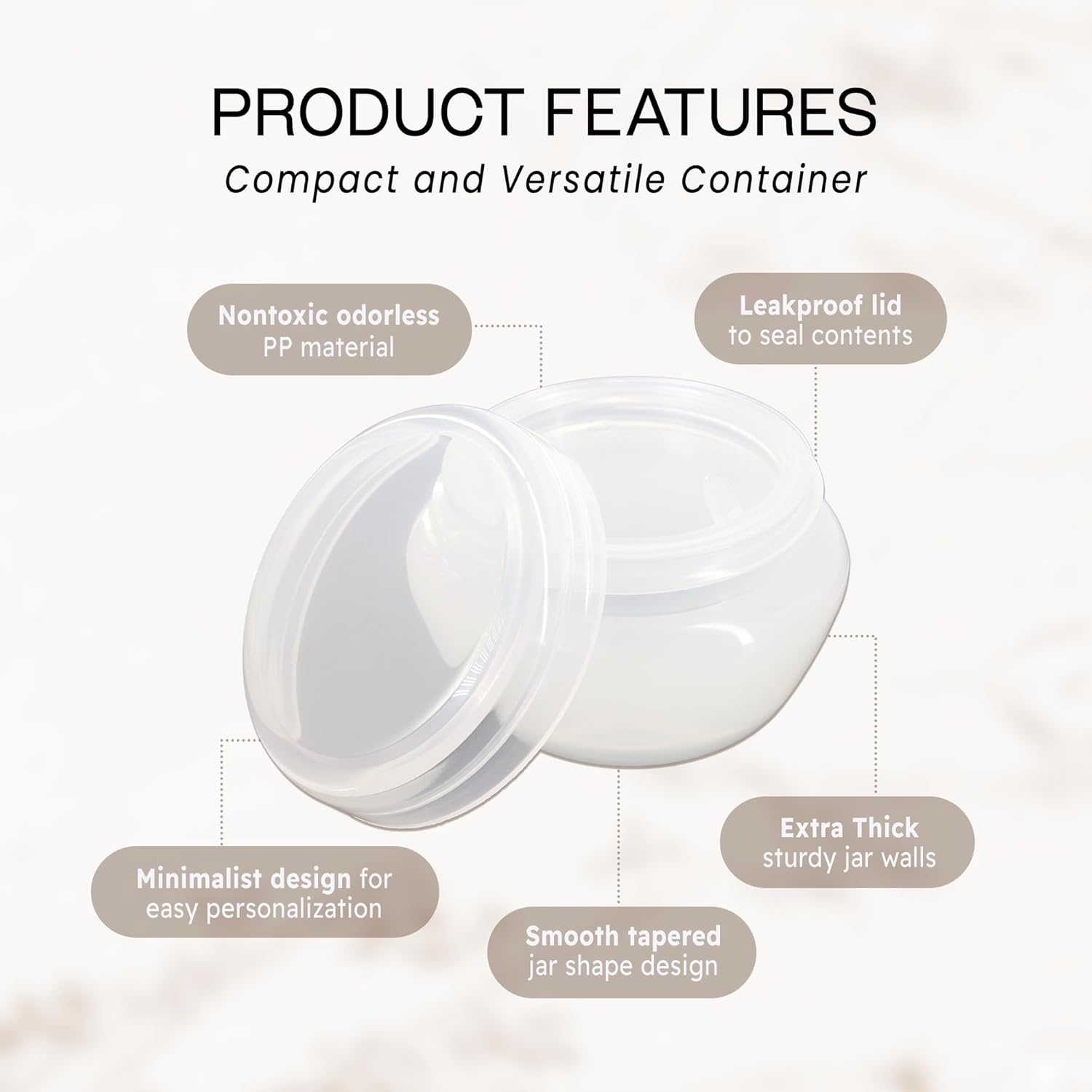 Beauticom 20G/20ML White Frosted Container Jars with Inner Liner for Scrubs, Oils, Salves, Creams, Lotions, Makeup Cosmetics, Nail Accessories, Beauty Aids (48 Pieces)