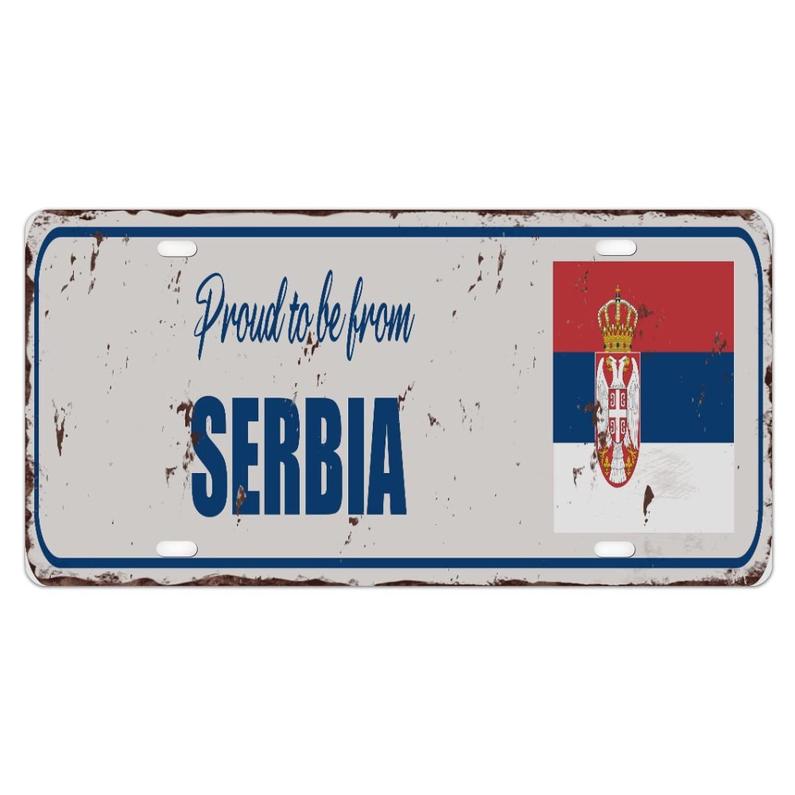 YelaceSing Serbia Flag Vanity License Plates Proud to Be from Serbia Decorative Car Front License Plate National Flag Country Souvenir Vintage License Plate New Car Gift to Women Men 8×12 INCH