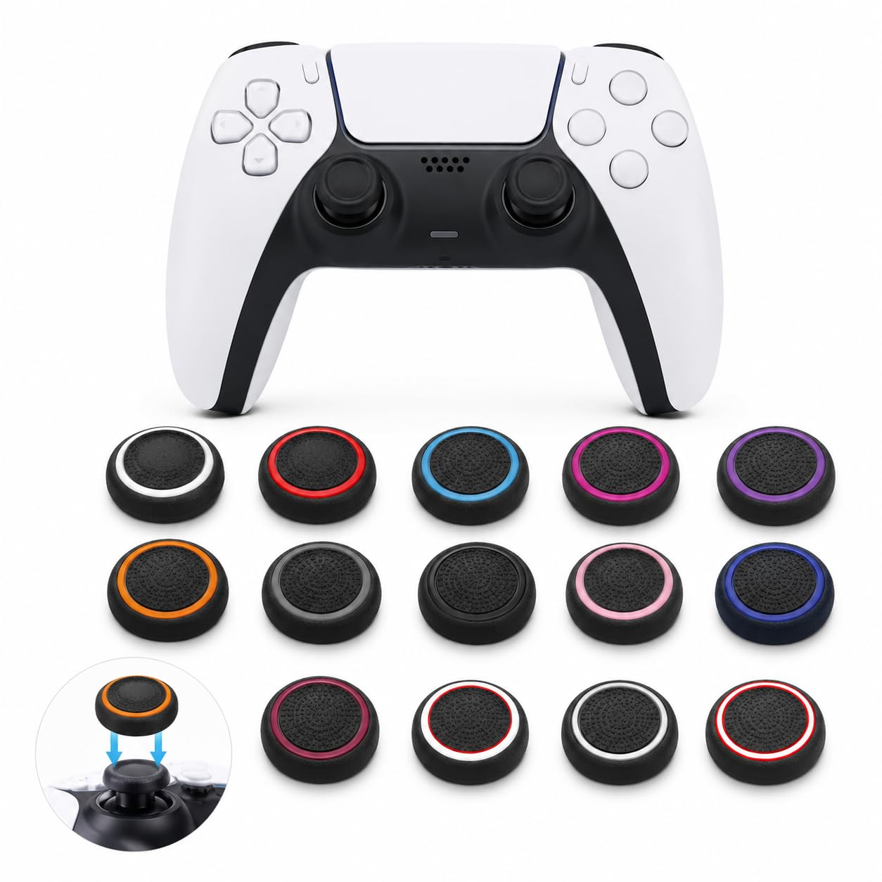 14-Piece Thumb Grip Caps, Gamepad Covers for Universal Game Controllers-image-48