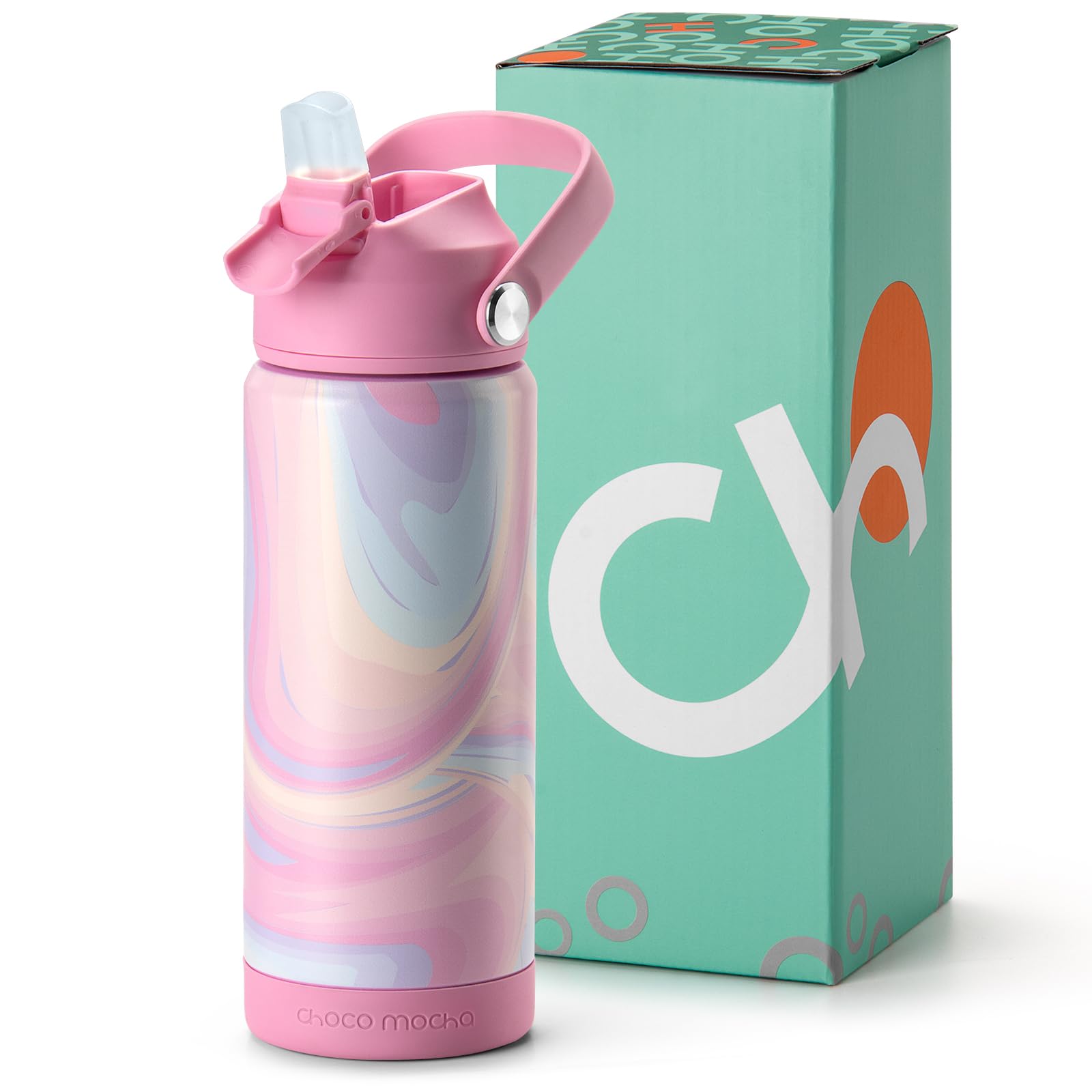 Choco Mocha Kids Water Bottle For School Kids Insulated Water Bottle Stainless Steel for Girls 18Oz Pink