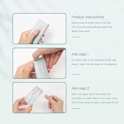 Miniatura 7 de Palillos de hilo dental LIAMOSS Flossers con dispensador de hilo dental, palillos de dientes para adultos sin roturas y sin fragmentos, 120