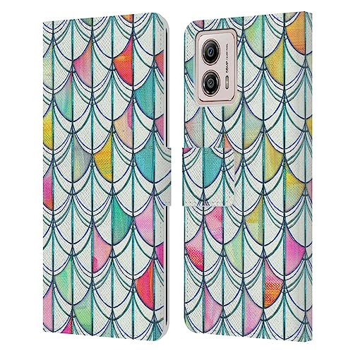 Head Case Designs Officially Licensed Micklyn Le Feuvre Fish Scale Cutout Patterns Leather Book Wallet Case Cover Compatible with Motorola Moto G53 5G