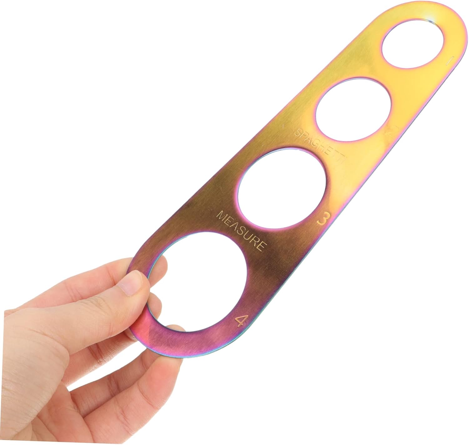 Stainless Steel 4-Hole Spaghetti Measuring Tool Accurate Pasta Measurer Ruler for Portion Control for Home Chefs and Kitchen Use