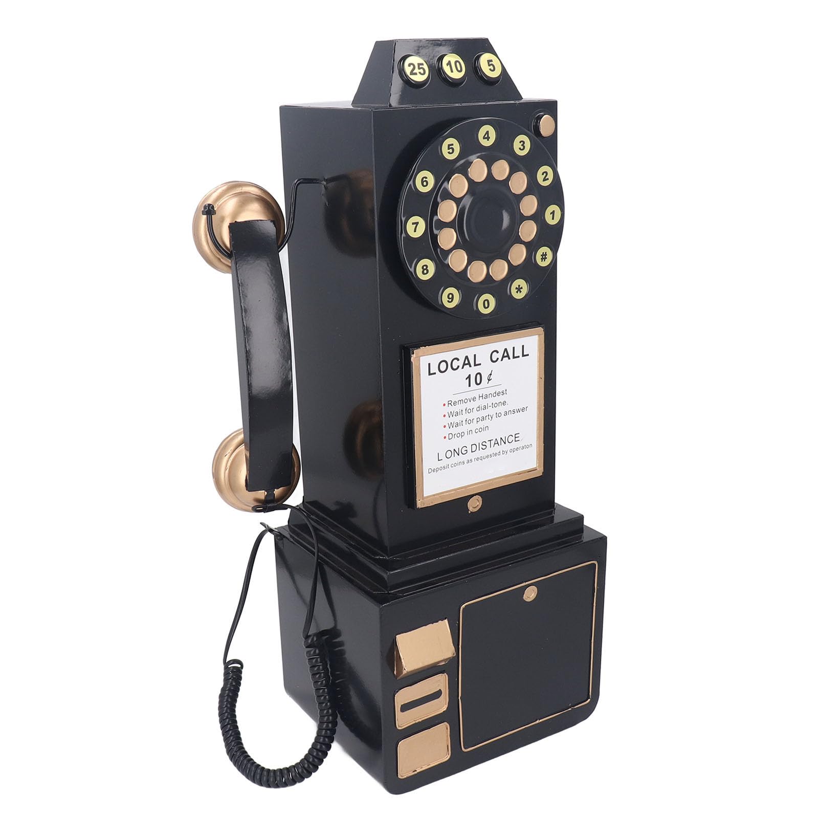 Retro Montowany na ścianie Model Telefonu, żelazny Retro Staromodny Numer Telefonu Stacjonarnego Statua Biurko Telefon Ozdoba Dekoracyjne Telefony do Rekwizytów Fotograficznych