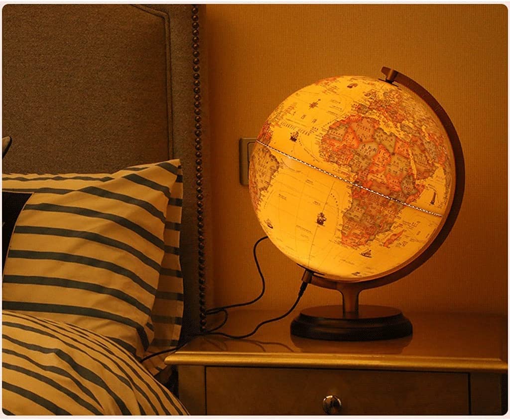 Globo terrestre, Globo Illuminato Con Base In Legno Da 12,5 Pollici Retrò(25cm Light)