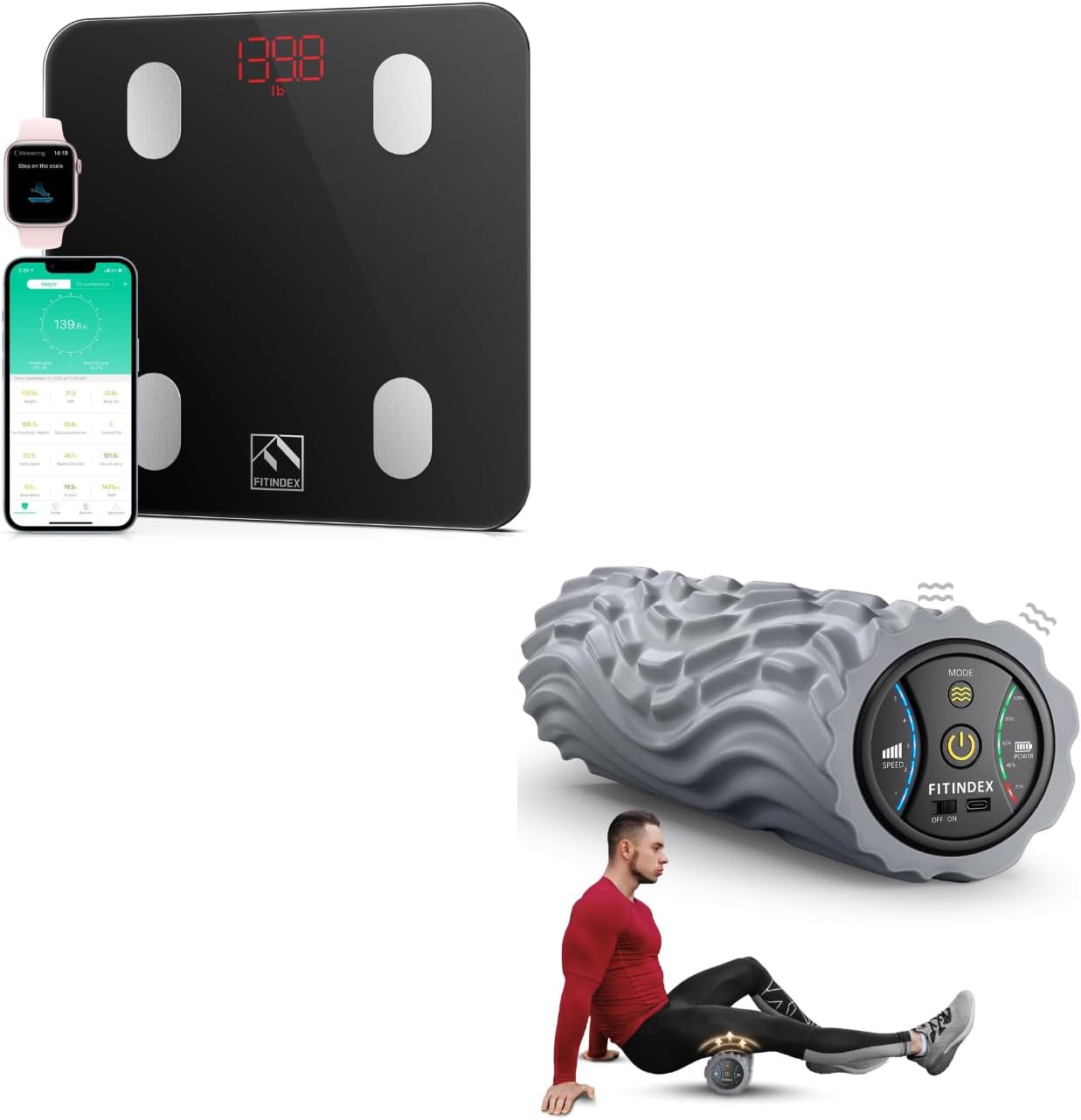FITINDEX Bathroom Scale and Foam Roller