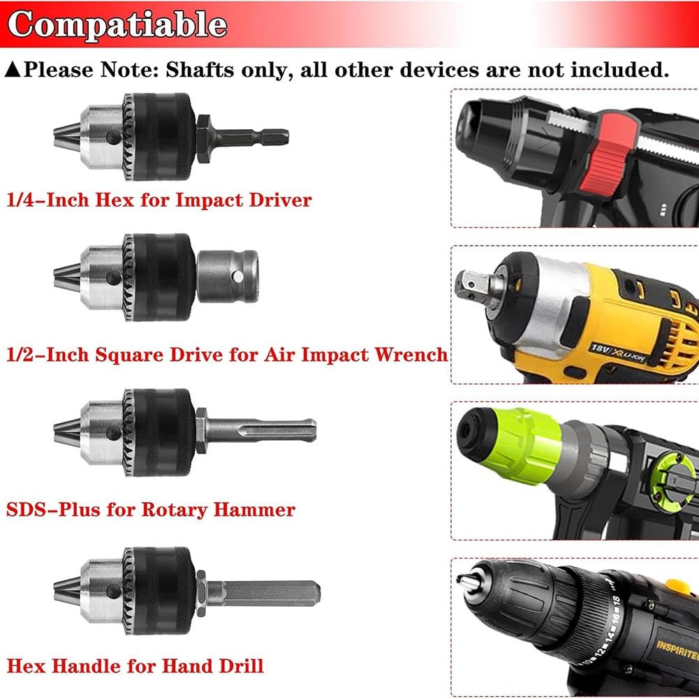 Adattatore per Mandrino da Trapano da 3-16 mm 1/2-20UNF, per Avvitatore A Percussione/Trapano Elettrico/Trapano A Percussione, Chiave per Mandrino da 16 mm