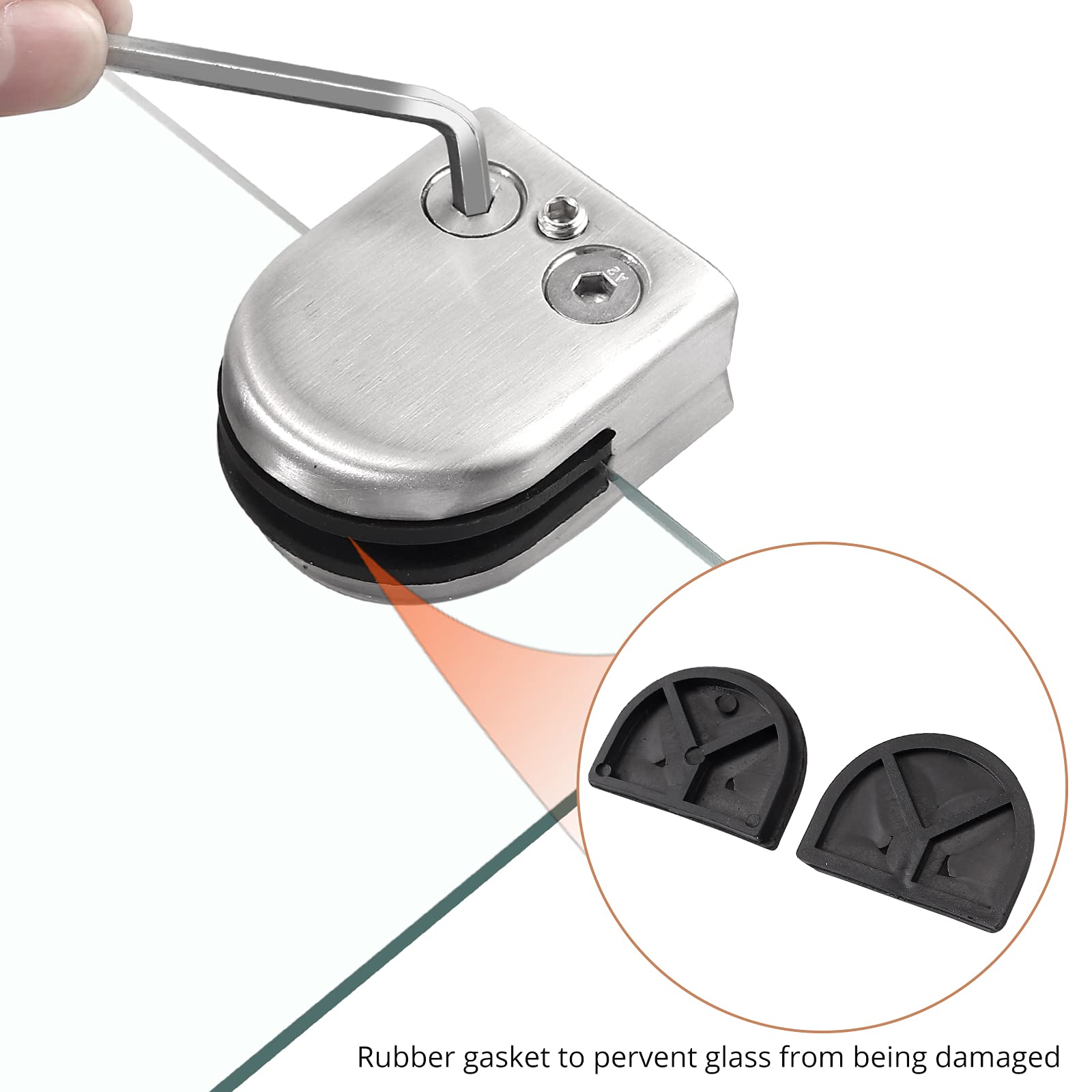 8 Morsetti Vetro Acciaio Inox 304 - Regolabili Per Ringhiere E Scale, Per Vetri Spessi 8-10mm - Foto 4