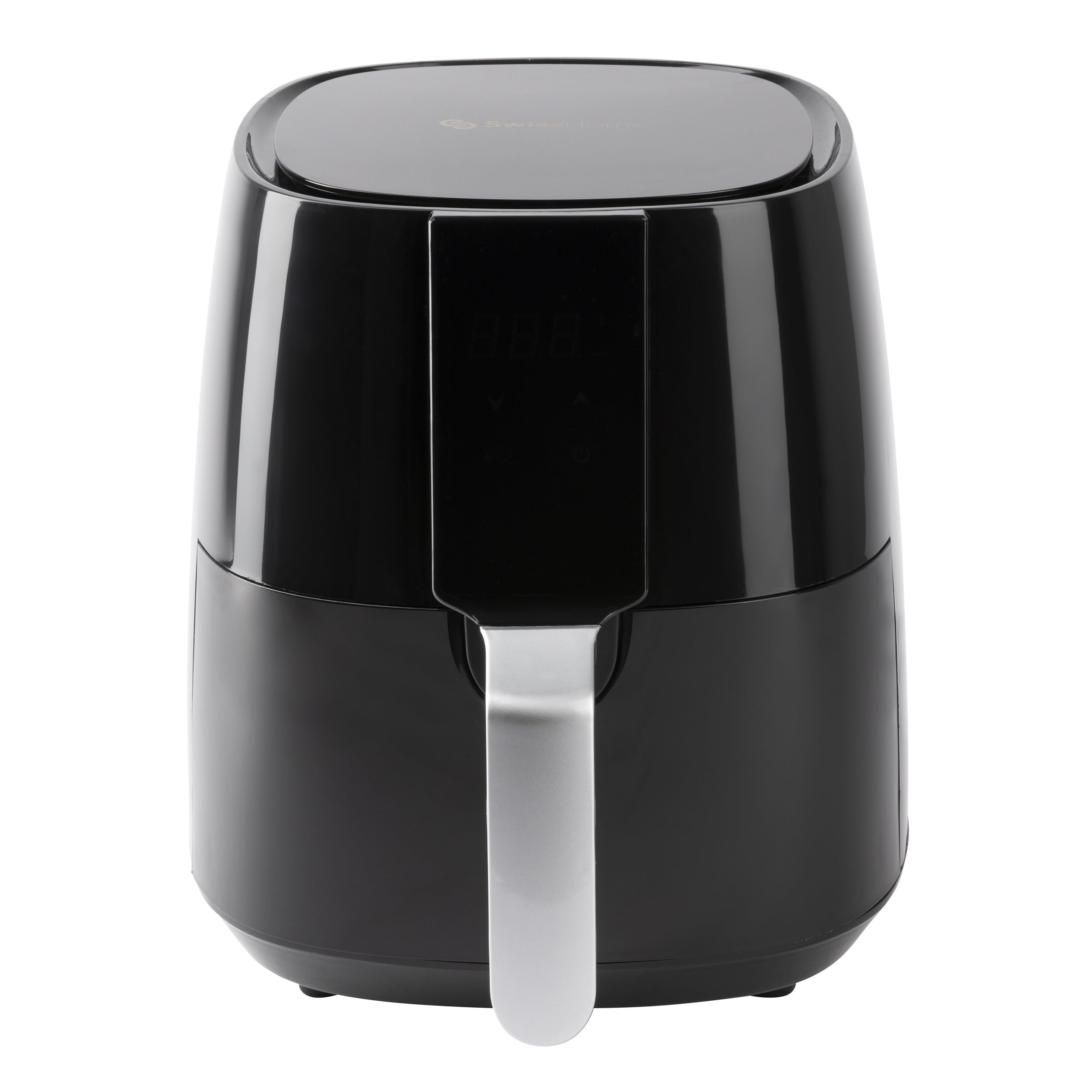 Bergner Dark Air Fryer with its cooking basket removed, showing the interior.