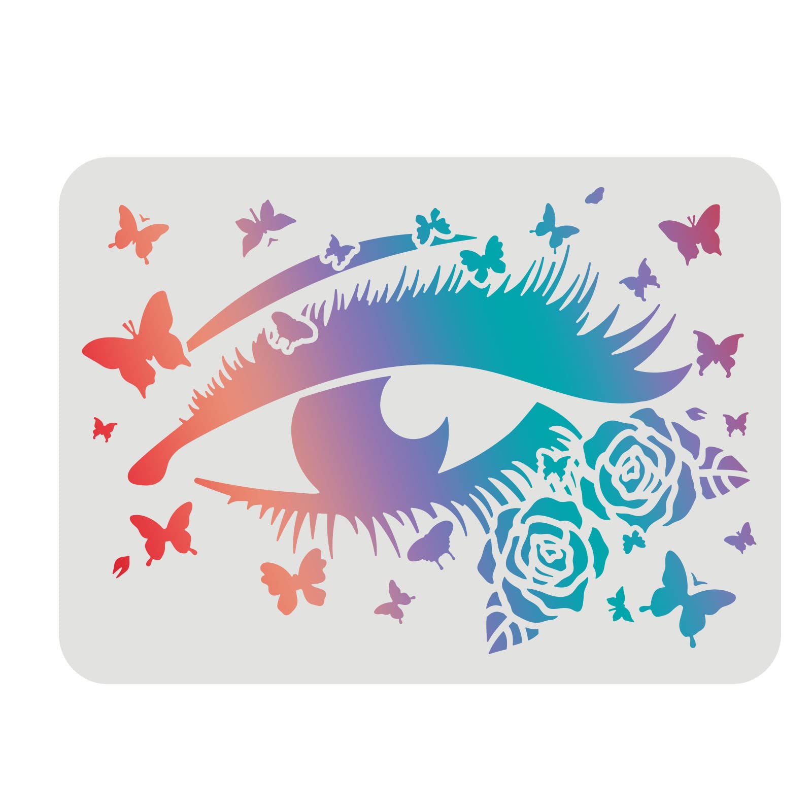 FINGERINSPIRE Eye Stencil for Painting 29.7x21cm Reusable Beauty Eyes Drawing Stencil Butterfly Stencil Rose Stencil for Painting on Wood, Tile, Paper, Fabric, Floor and Wal — image 1