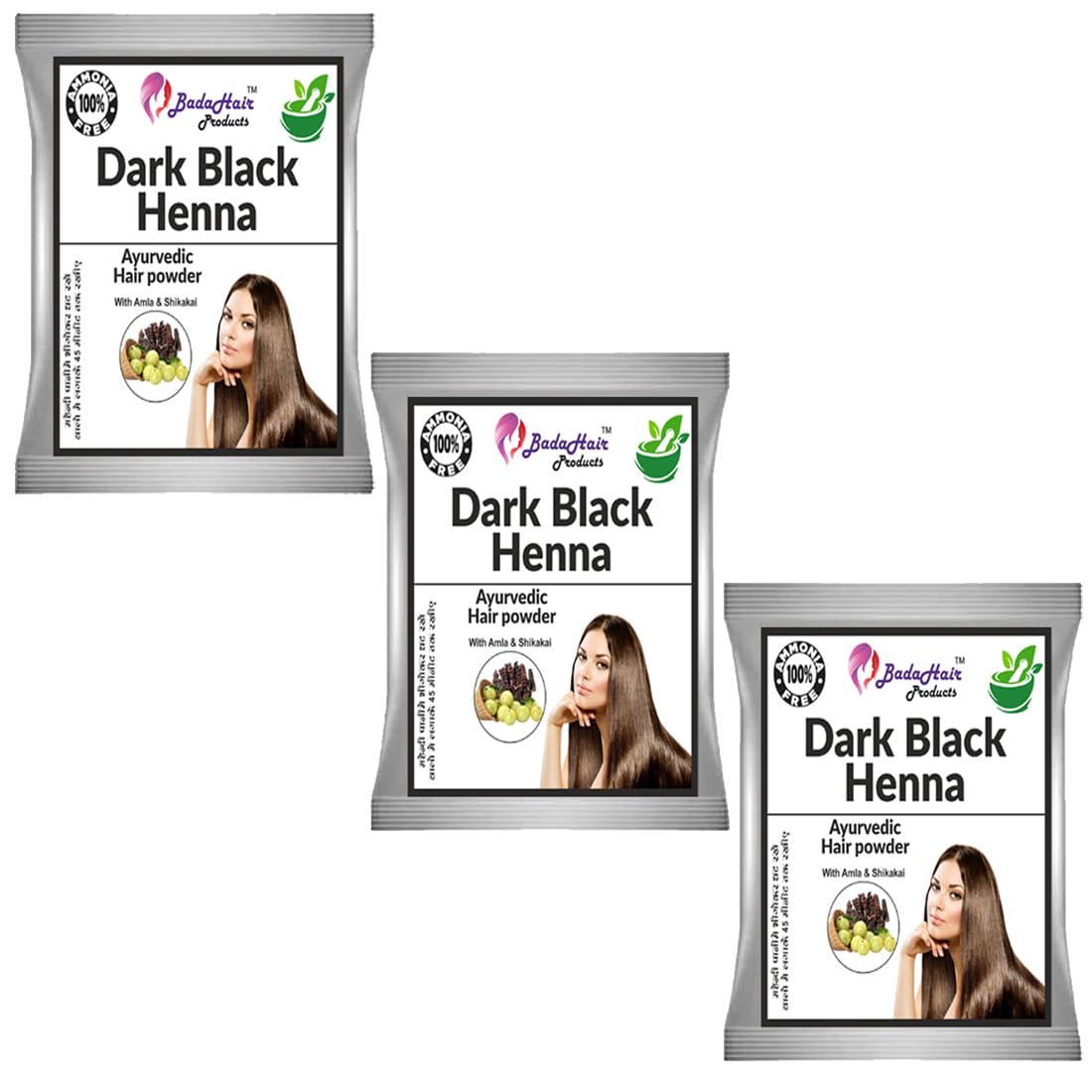 Badahair products Natural Herbal Organic Henna Mehendi Hair Powder Pack for Special Ammonia Free Amonia Free Herbal Based Hair Colour Powder| Use Men, Women Natural - Black (30 Gram Each, 3)-picture-20