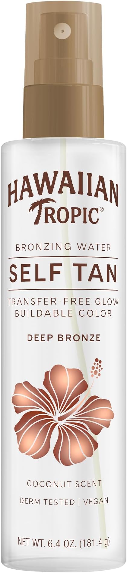 Hawaiian Tropic Aloha Glow Self Tanning Water, 6.4oz | Self Tanner Spray Tan Mist, Fake Tan, Sunless Tanner, Sunless Tanning Spray, Body Bronzer, Skin Bronzer for Women Body, Deep Bronze, 6.4 fl oz