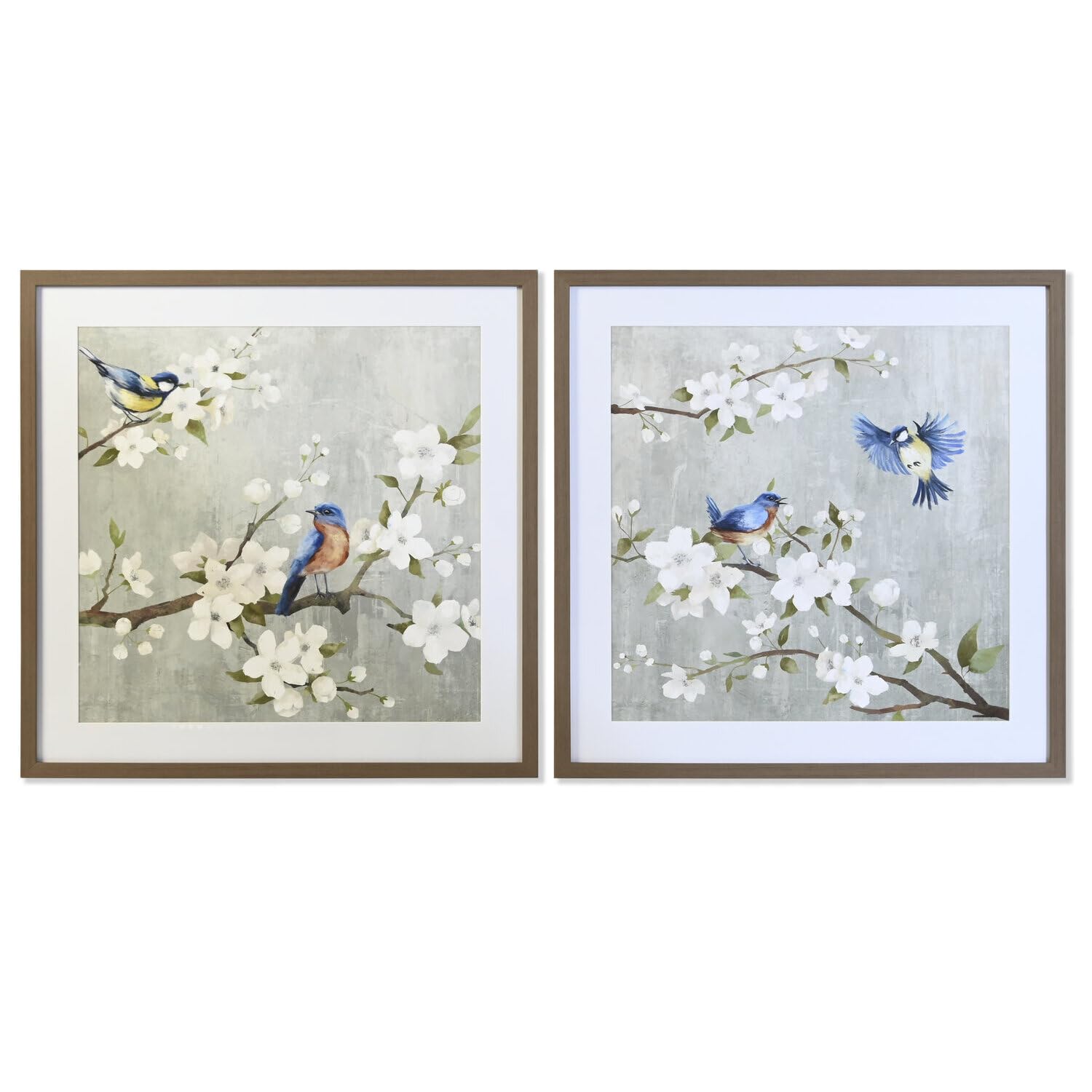 Cadre en verre avec cadre PS 63x63cm oiseau fleur, décoration murale moderne pour salon