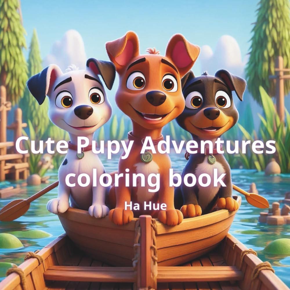 Cute Puppy Adventures Coloring Book: “A Fun Journey of Playful Puppies Exploring the World”