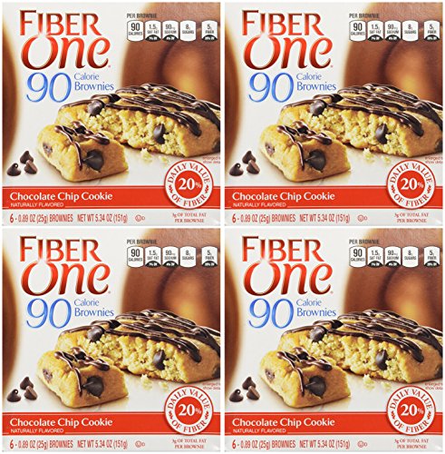 Fiber One, 90 Calorie Brownie, Chocolate Chip Cookie, 5.34-Ounce (Pack of 4)