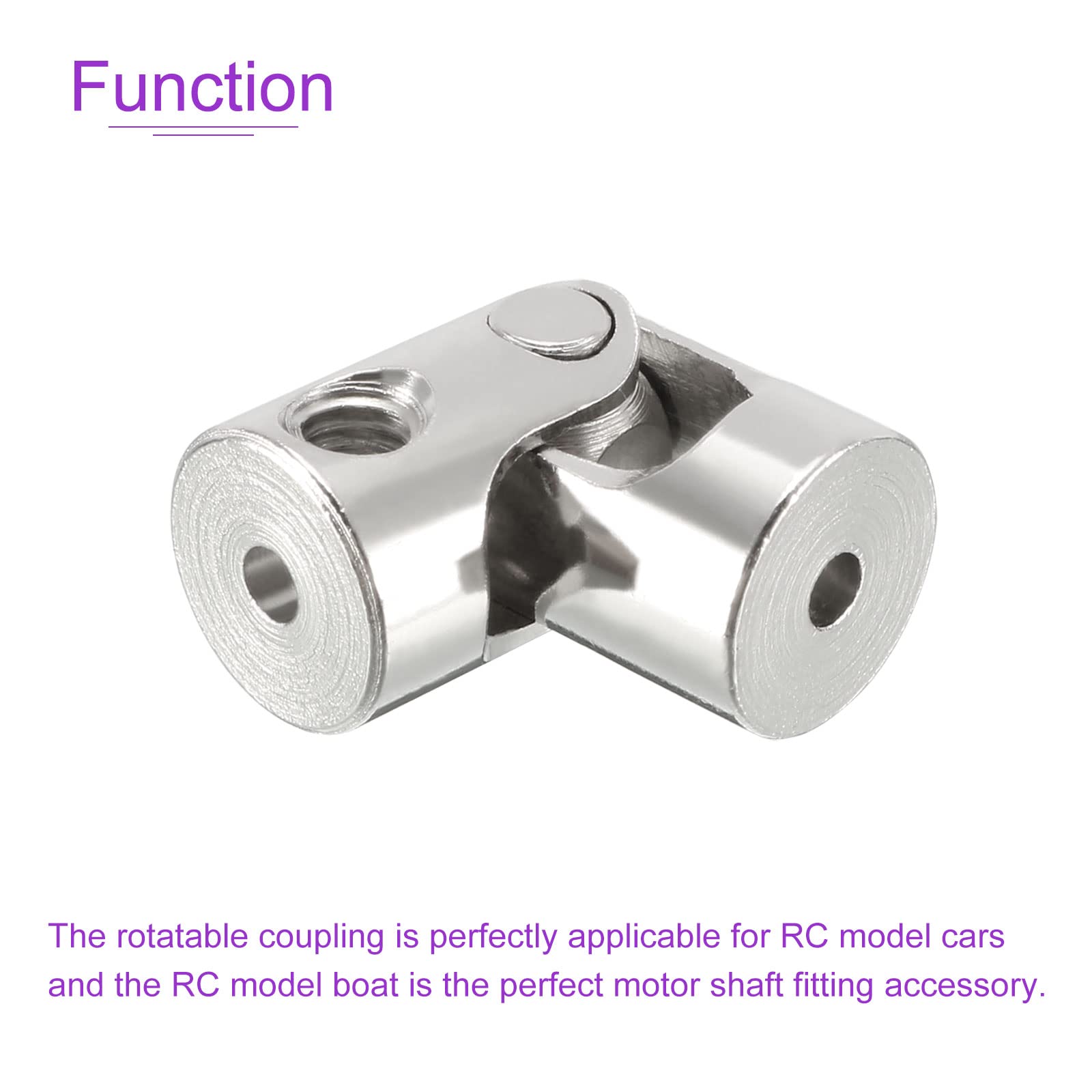 DMiotech 2 Pack 2mm to 2.3mm Inner Dia Rotatable Universal Steering Shaft U Joint Coupler L18 x D8 Coupler Connector W Screw for 3D Printer Silver Tone - Image 4