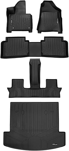 Miniatura 64 de SMARTLINER Alfombrillas de piso de 2 filas y forro de carga detrás de la tercera fila compatibles con Hyundai Palisade 2020-2025 Hyundai Elantra