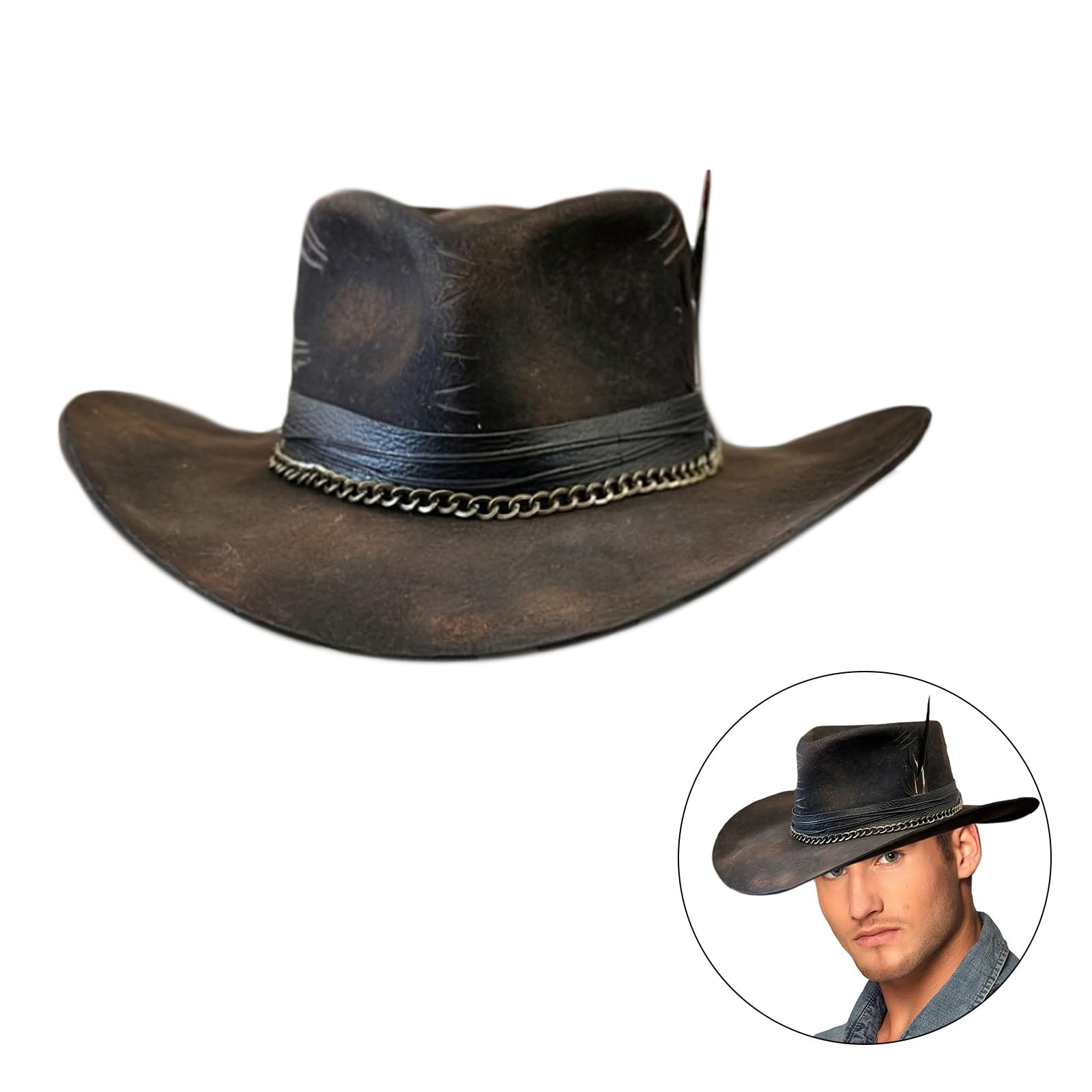 SUXINRY Unisex-Adults Brown Wool Fedoras Hat with Woven Belt for Women Men, One Size Medium to Extra Large, Perfect for Hiking Camping and Colder Season