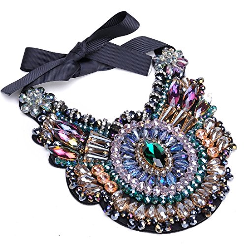 Jerollin Vintage Exaggerated Chunky Collar Bib Rhinestone Pendant Necklace