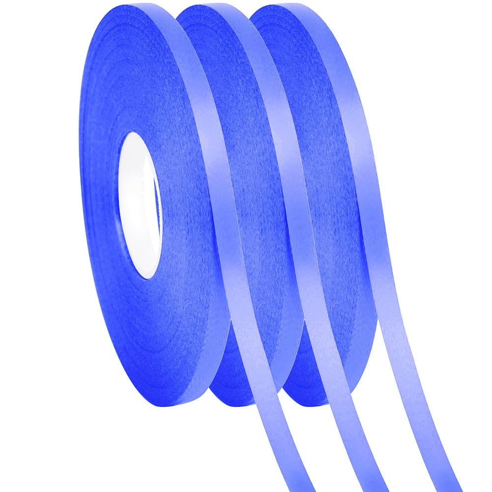 3 Rolls Blue Curling Ribbon for Gift Wrapping for July Fourth DIY Crafts,Bows Bouquet,Wedding,Floral Arrangement 01 Blue-2 3/16 Inch
