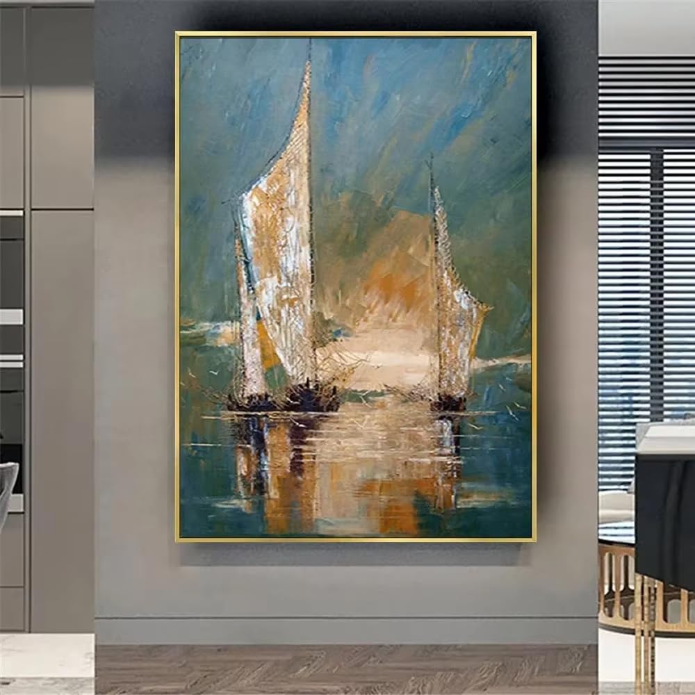 DFZEWKI Sail Boat Seascape Canvas Modern Wall Decor Wall Art Landscape for Living Room Home Decor Wall Art Prints Ideal(50x75cm(20x30in)/No frame)