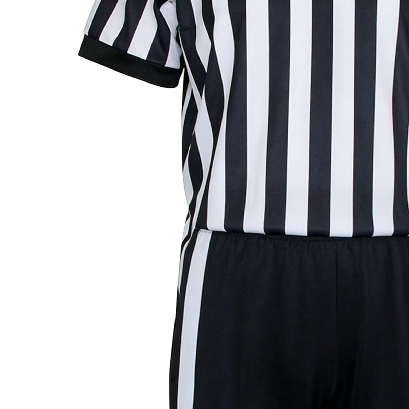Set di maglia da arbitro a righe, maglietta a maniche corte con scollo a V e pantaloni, da calcio, basket, hockey, pallavolo, baseball, softball, palestra, uniforme sportiva per arbitri e partite di