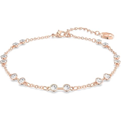 Swarovski Remix Collection strand, Round cut, clear, Rose gold-tone finish